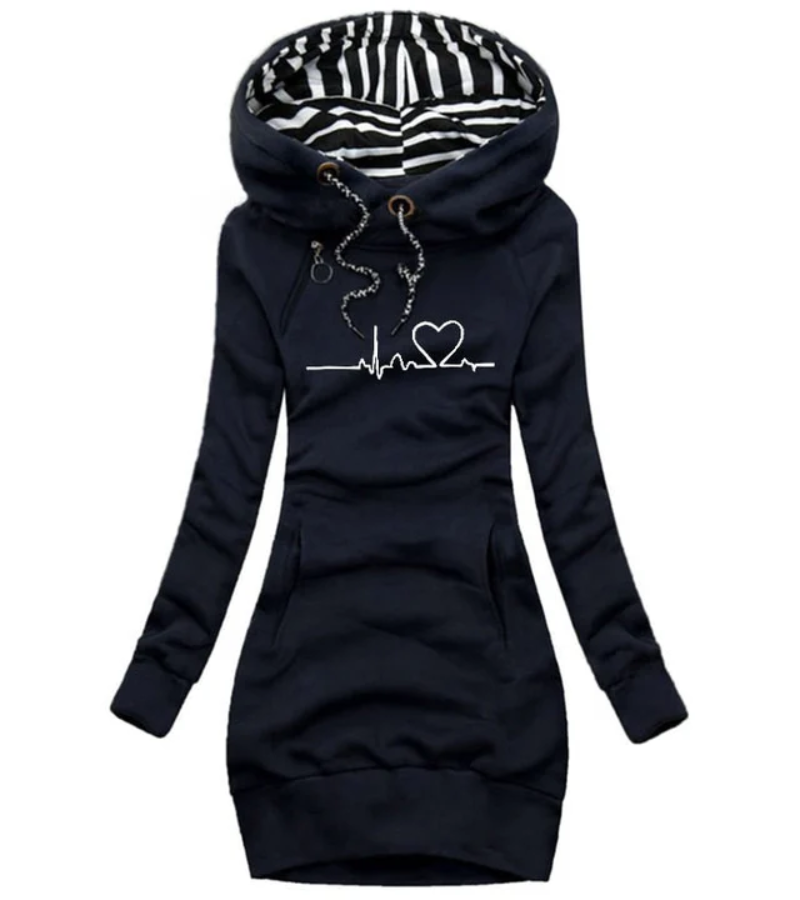 Sibylle | Damen Gestreifter Pullover | Mit Kapuze