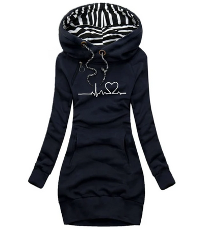 Sibylle | Damen Gestreifter Pullover | Mit Kapuze