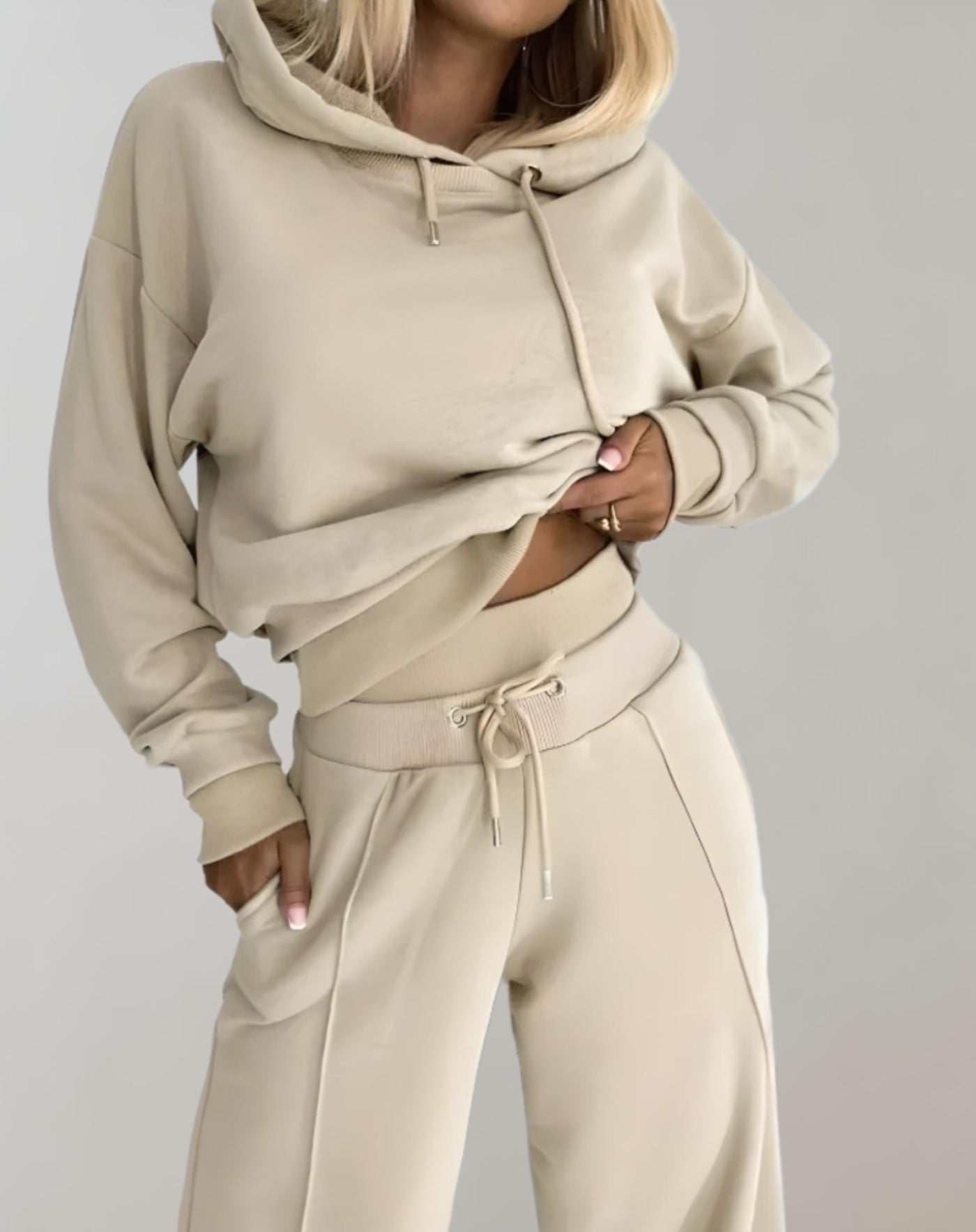 Damen-Loungewear-Set mit Kapuze und weiter Hose - Ariane