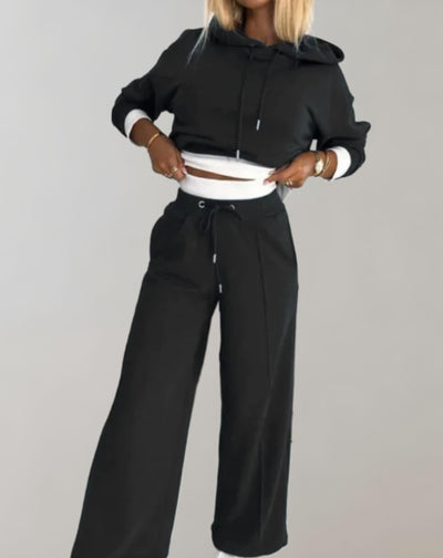 Damen-Loungewear-Set mit Kapuze und weiter Hose - Ariane