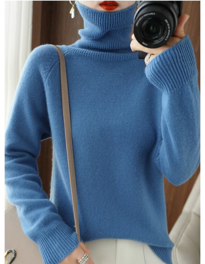 Renata | Damen Rollkragenpullover Schwarz | Warm