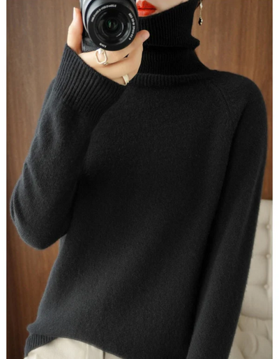 Renata | Damen Rollkragenpullover Schwarz | Warm