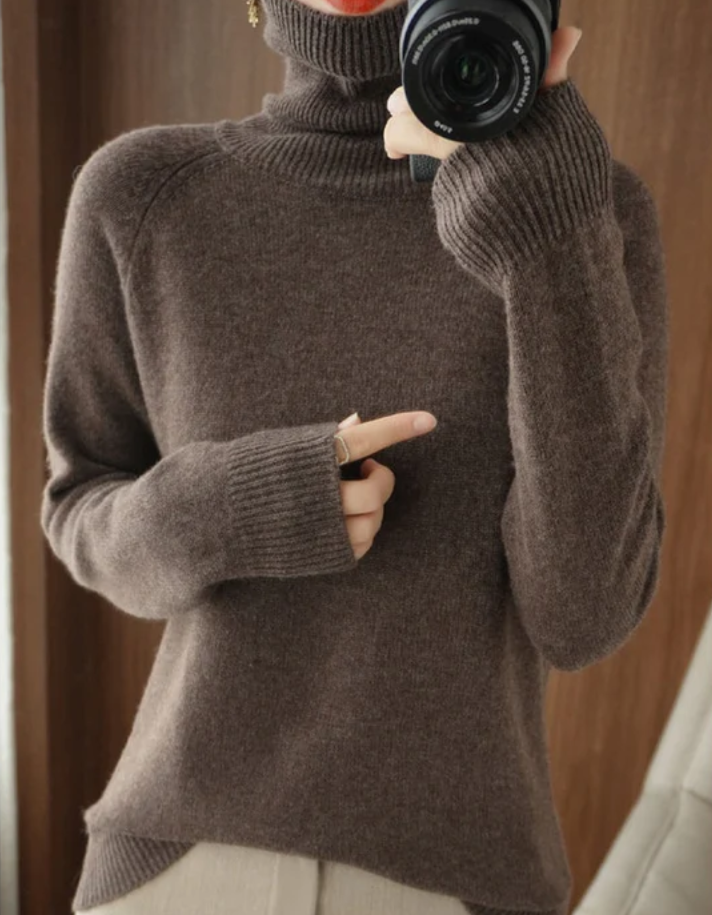 Renata | Damen Rollkragenpullover Schwarz | Warm