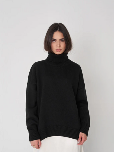 Anni | Damen Schwarz Rollkragenpullover | Oversize
