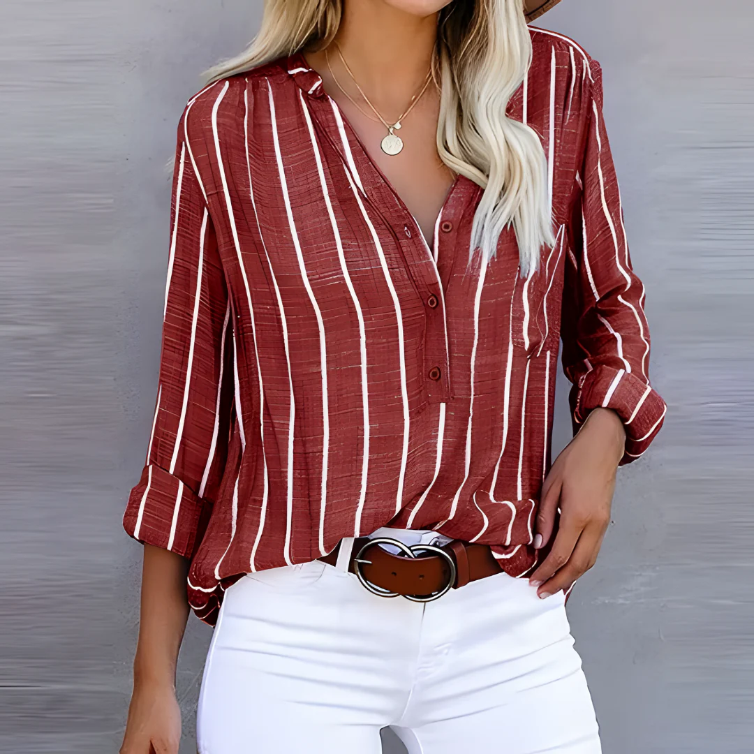 Ramona | Damen Langarm Bluse | Gestreift shirt
