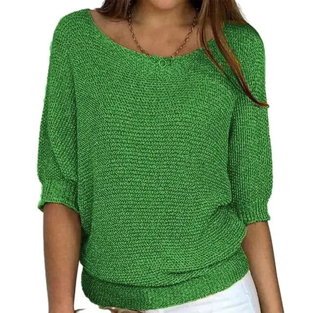 Damen Strickpullover mit halblangen Ärmeln