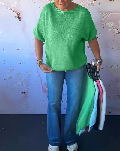 Damen Strickoberteil mit lockerer Passform und Rundhals