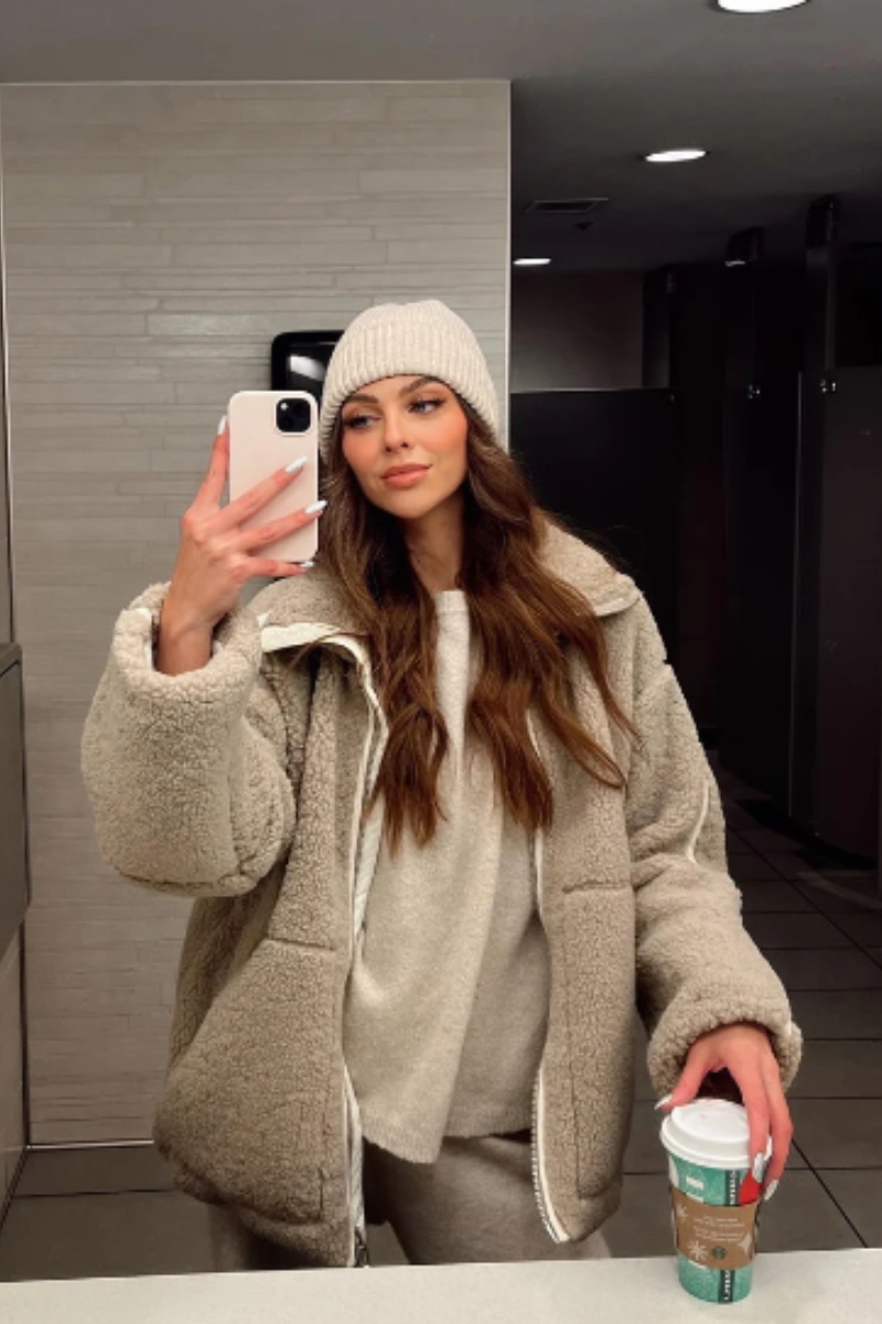 Athena | Damen Teddy Jacke | Weiß