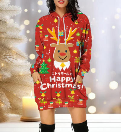 Beda | Damen Weihnachtspullover | Mit Kapuze