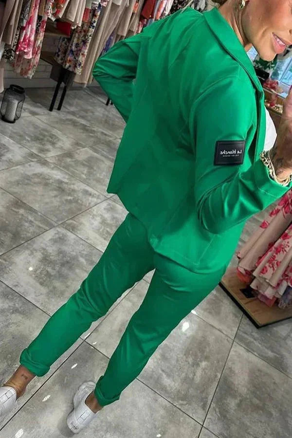 Damen Zweiteiler Anzug mit Joggerhose und Blazer für Alltag