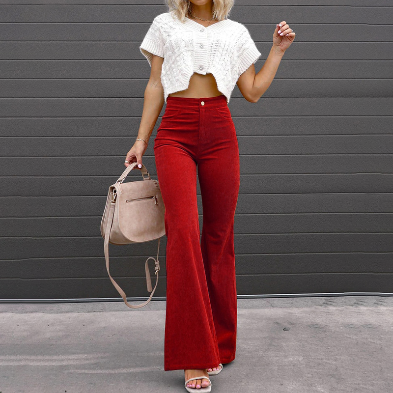 Damen Samthose mit hohem Bund und elegantem Schnitt