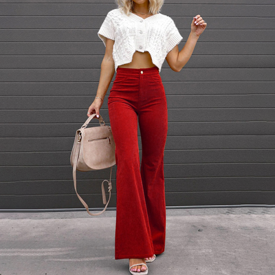 Damen Samthose mit hohem Bund und elegantem Schnitt