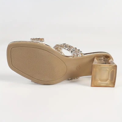 Melisette – Sandalen mit transparentem Blockabsatz und Glitzerriemen