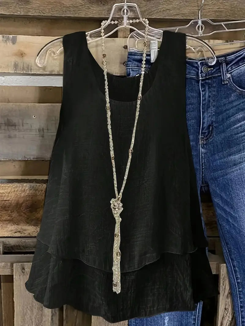 Cressida – Tanktop Aus Viskose Mischgewebe Mit Rüschen