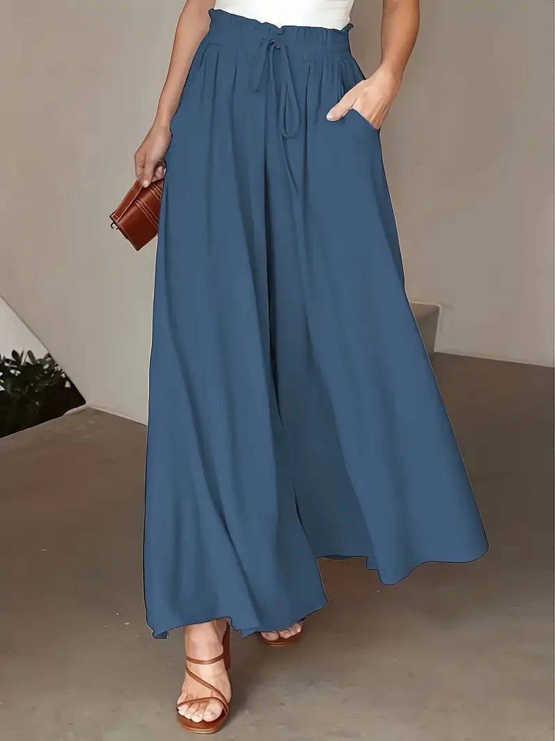 Bethy – Weite Hose mit Kordelzug und Taschen, hoher Taille