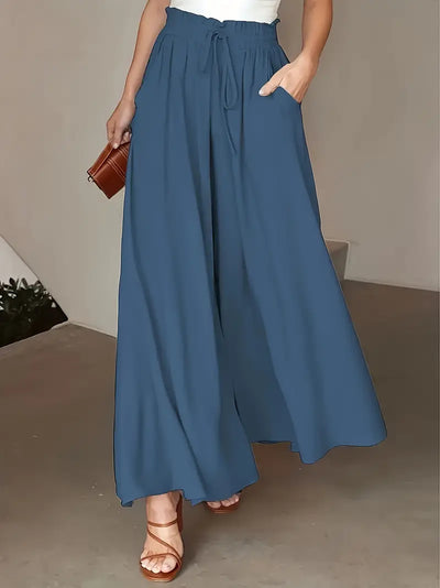 Bethy – Weite Hose mit Kordelzug und Taschen, hoher Taille