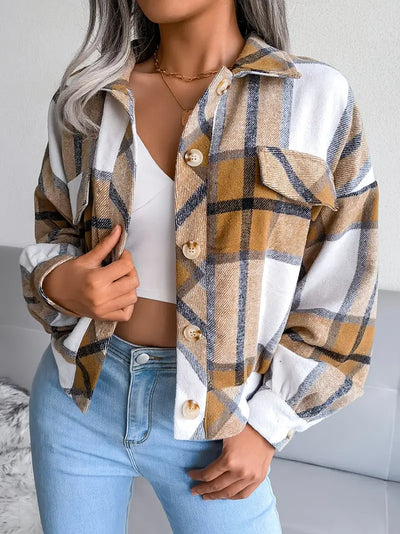 GEKÜRZTE KARIERTE FLANELLJACKE