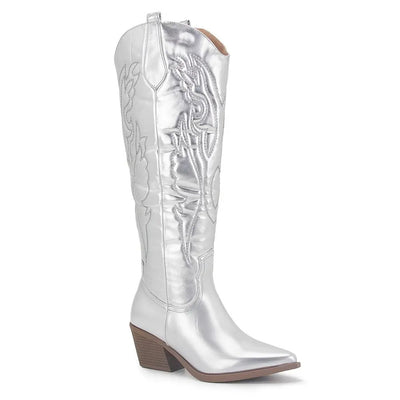Damen Cowboystiefel kniehoch - Veganes Leder - Westernlook