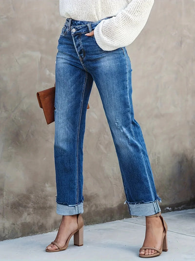 Ginny – High-Rise-Jeans mit Umschlag und geradem Bein