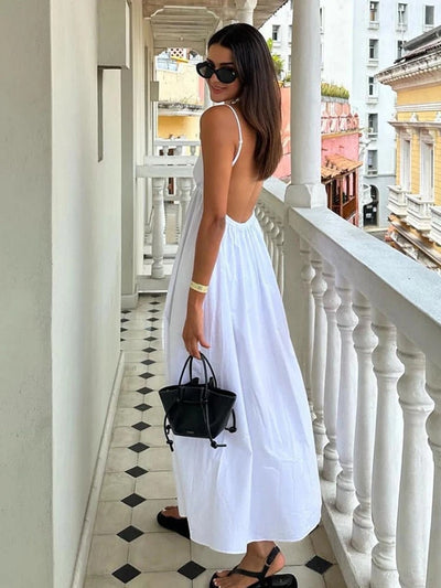 Damen Maxikleid Viskose mit Spaghettiträgern und fließendem Schnitt