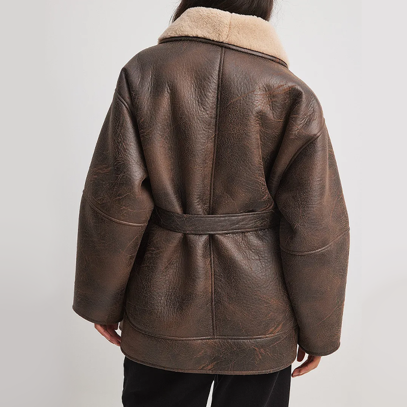 Damen Winterjacke mit Gürtel und Futter