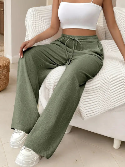 Yara – High-Waist-Loungehose mit Kordelzug und weitem Bein