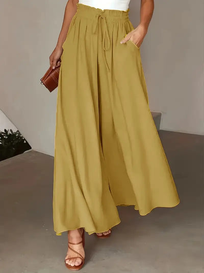 Bethy – Weite Hose mit Kordelzug und Taschen, hoher Taille