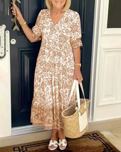 Palma | Elegantes V-Ausschnitt Blumenkleid