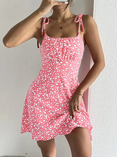 Maxine – Minikleid mit Blumenmuster und Bindebändern