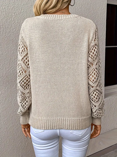 Pullover mit V-Ausschnitt und Mesh-Details für Damen