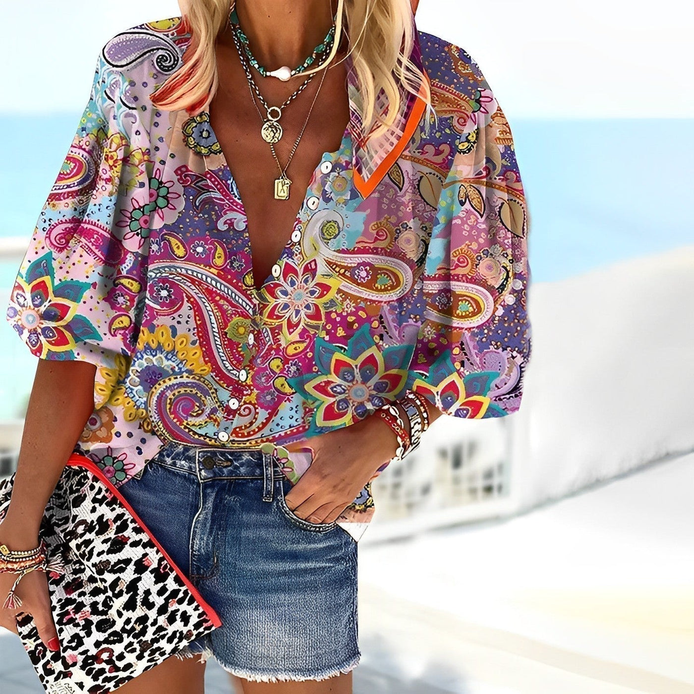 Kinsley - hemd mit mandala-print