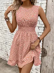 Isabella | Elegantes ärmelloses A-Linien-Kleid mit weißem Blumendruck für Damen