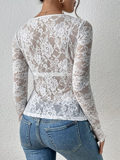 Elegante Damen Spitzenbluse | Luxuriöses Spitzenoberteil
