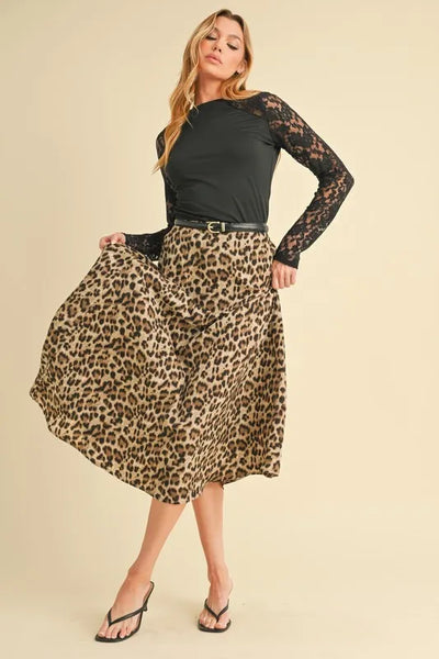 Aemi+Co Leopard Midi Skirt