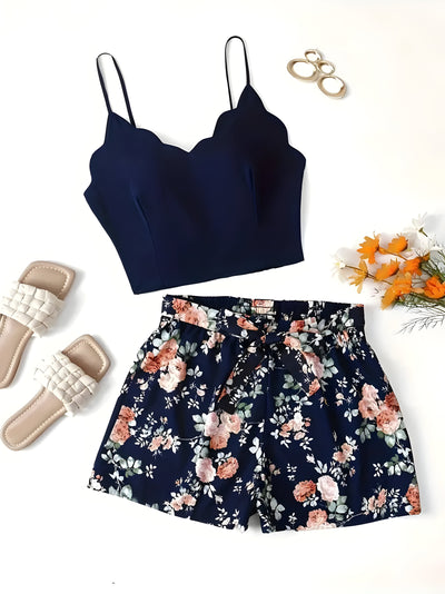 Abishai | Elegantes zweiteiliges Set mit Blumenmuster für Frauen