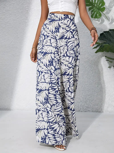 Louvelle – Stilvolle Hose mit weitem Bein und tropischem Print