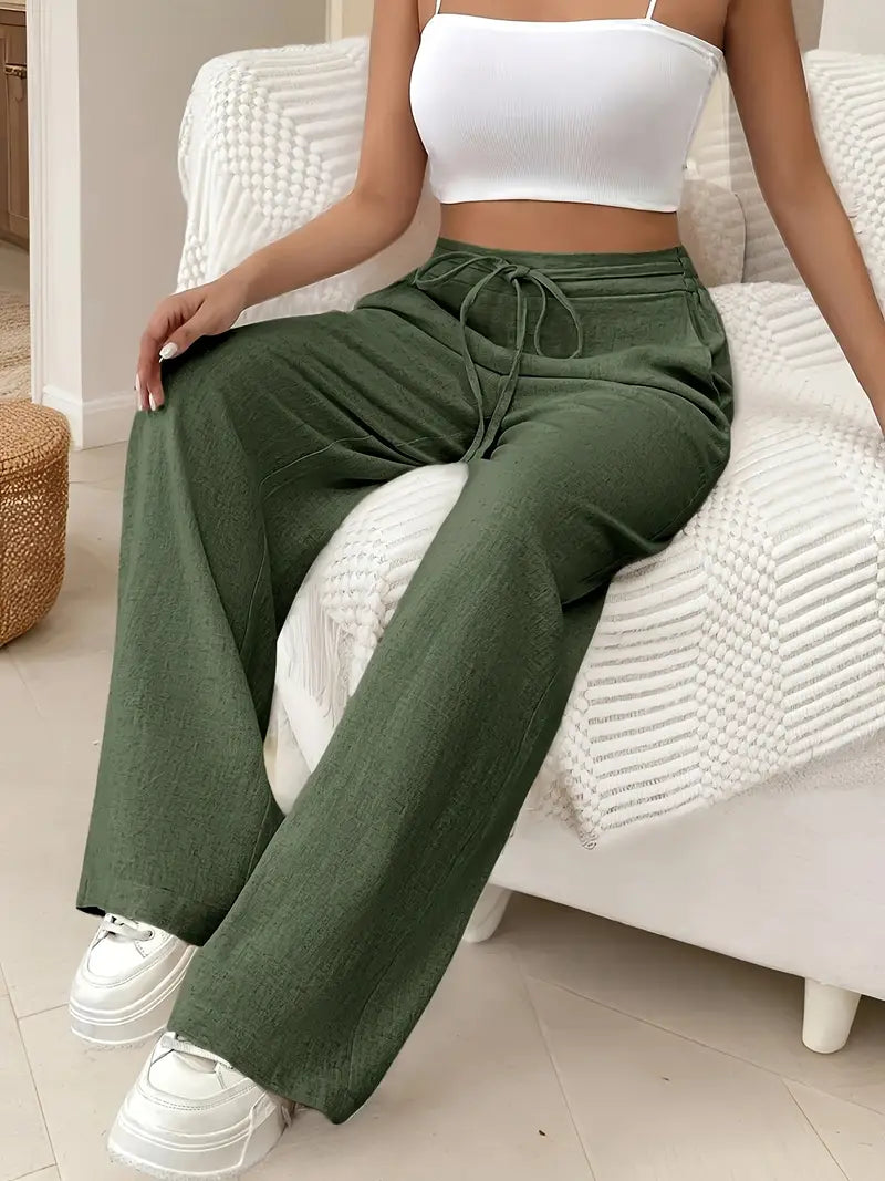 Yara – High-Waist-Loungehose mit Kordelzug und weitem Bein