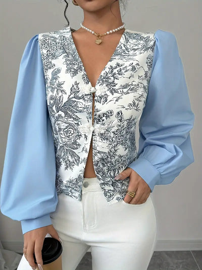 Joycie - vintage-baumwollbluse mit puffärmeln