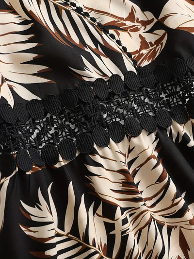 Kamala – A-Linien-Kleid mit Spaghettiträgern und tropischem Print