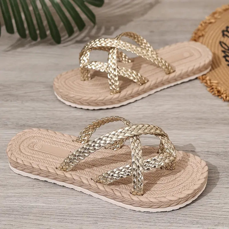 Becky – Coastal Charm Geflochtene Pantoletten