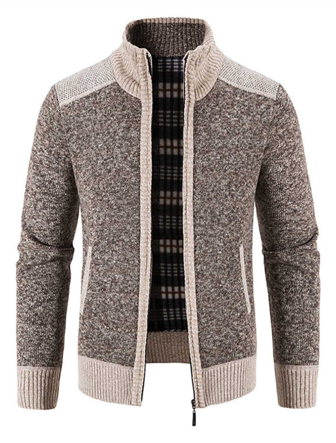 Stilvolle warme Strickfleece-Strickjacke - Sascha