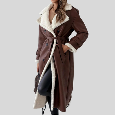 Luxuriöser eleganter Trenchcoat aus Leder - Finja