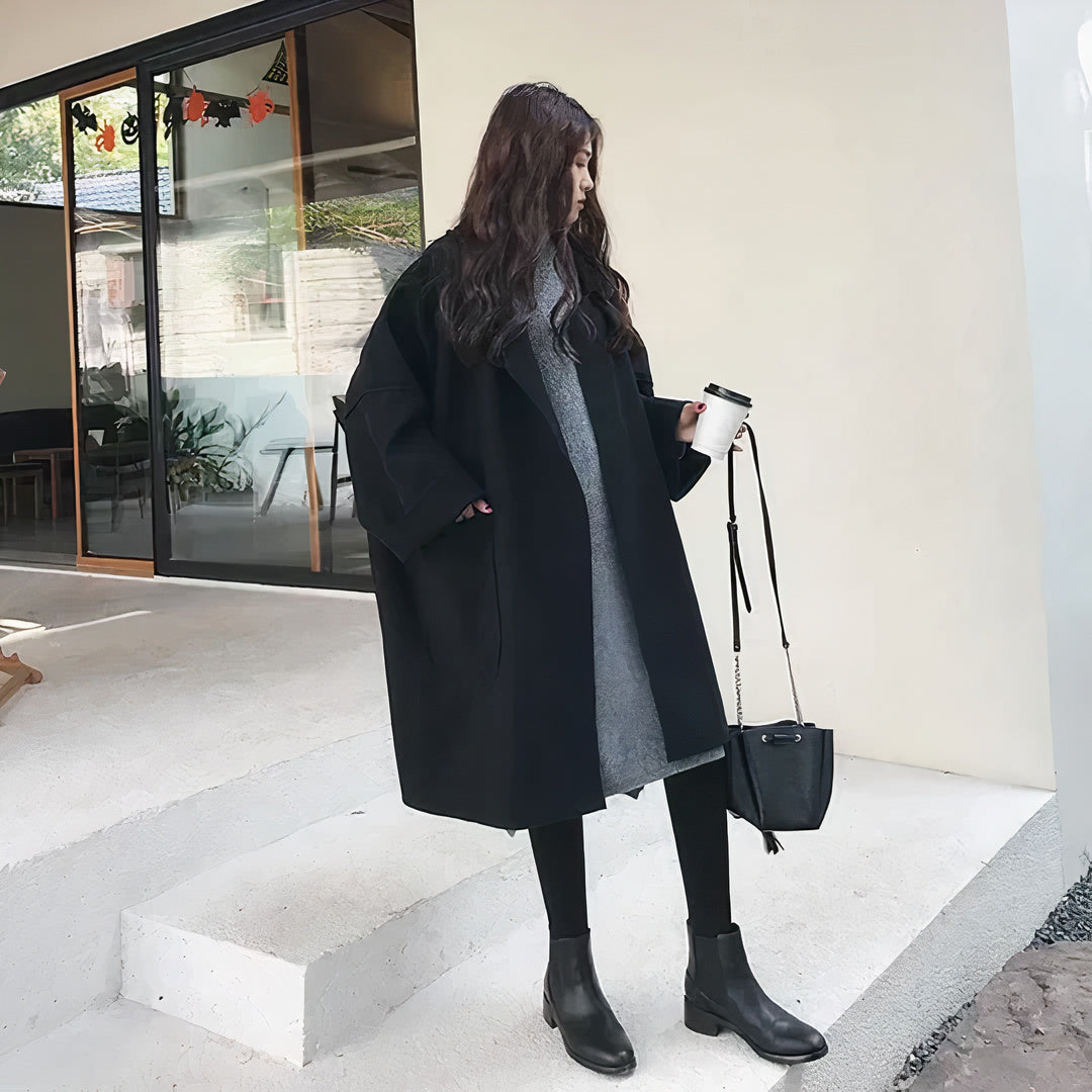 Eleganter Trenchcoat aus Wolle in Übergröße für Frauen - Esther
