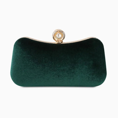Elise | Samt-Clutch mit Perlenverschluss & Gold-Details – Elegante Abendtasche für Damen