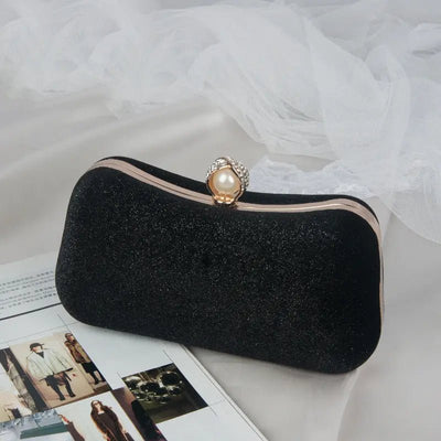 Elise | Samt-Clutch mit Perlenverschluss & Gold-Details – Elegante Abendtasche für Damen