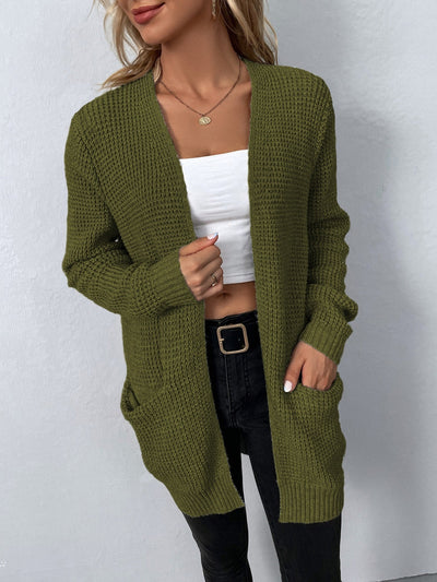 Uliana | Eleganter V-Ausschnitt Design Frauen lange Strickjacke