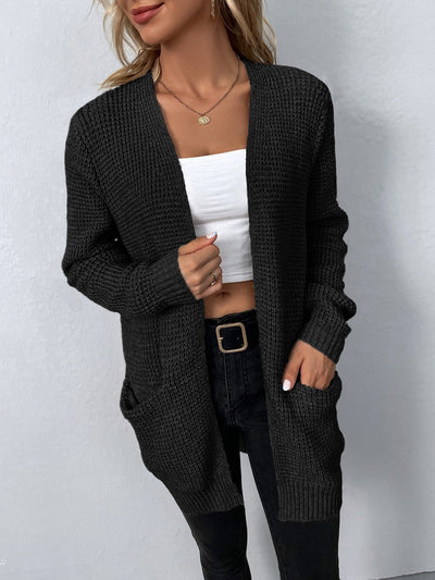 Uliana | Eleganter V-Ausschnitt Design Frauen lange Strickjacke
