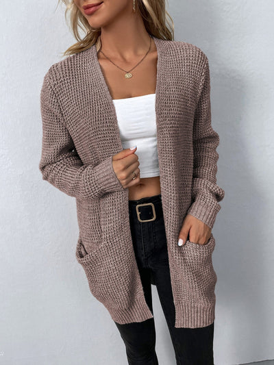 Uliana | Eleganter V-Ausschnitt Design Frauen lange Strickjacke