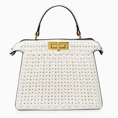 Estelle | Elegante geflochtene Handtasche mit Drehverschluss & goldenen Details