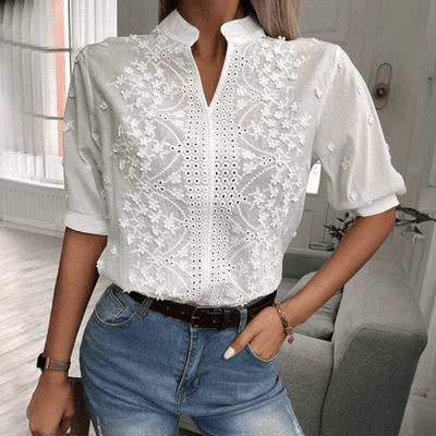Klar | spitzenbluse mit v-ausschnitt